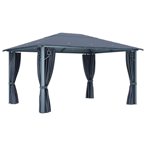 vidaXL Paviljong med gardiner 400 x 300 cm antracit aluminium Antracit
