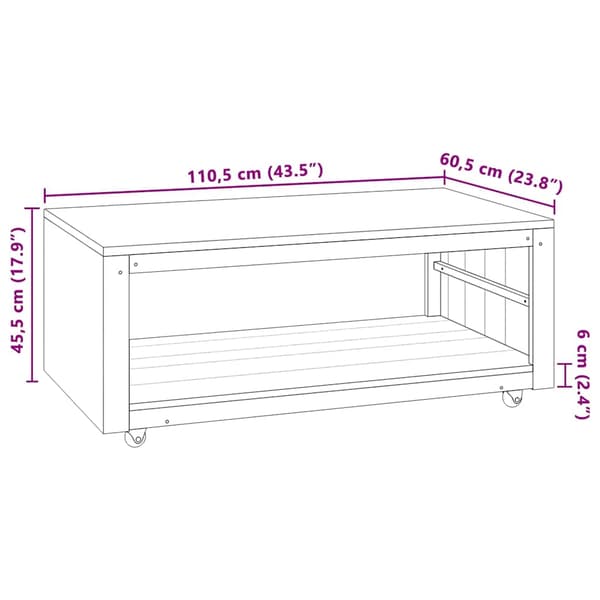 vidaXL Soffbord 110x60x40 cm massiv teak Brun