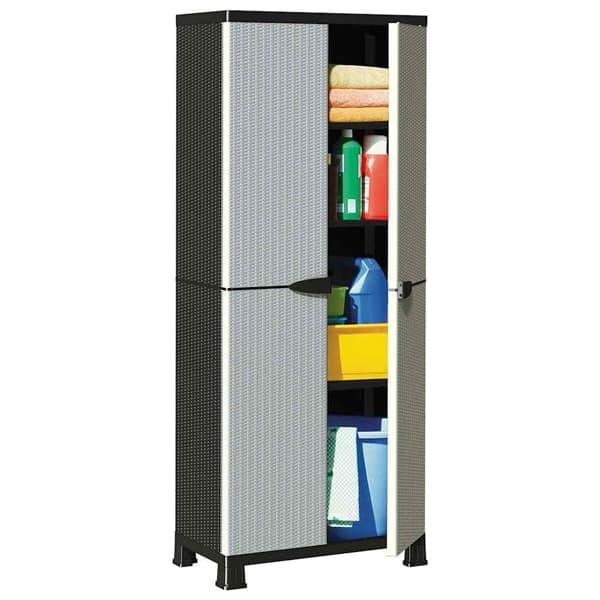 vidaXL Plastskåp 68x39x171,5 cm rottingutseende grå