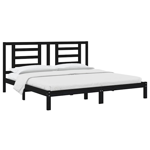 vidaXL Sängram svart massiv furu 200x200 cm Svart