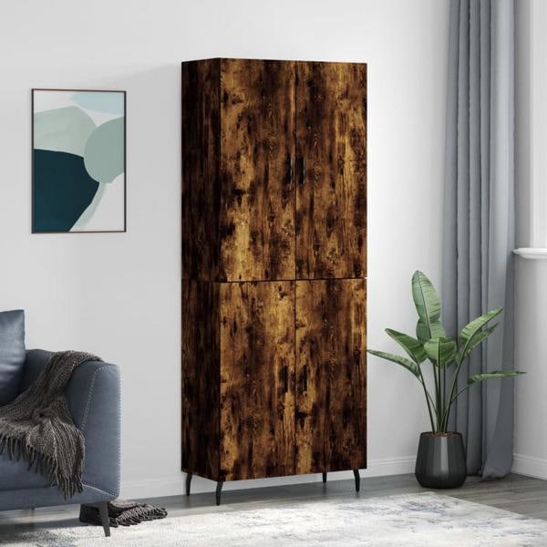 vidaXL Högskåp rökfärgad ek 69,5x34x180 cm konstruerat trä Brun