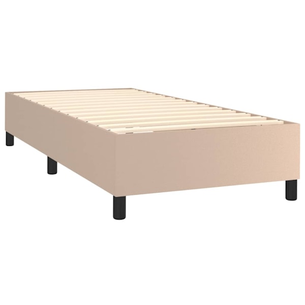 vidaXL Ramsäng med bäddmadrass & LED cappuccino 100x200 cm konstläder Brun