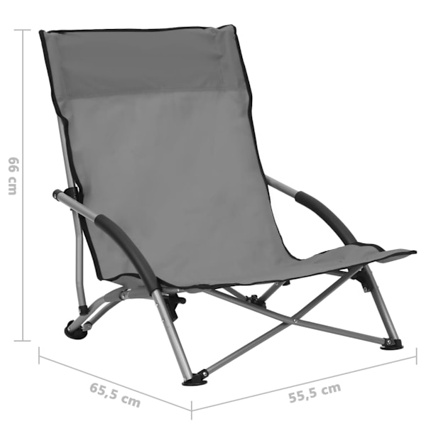 vidaXL Hopfällbara strandstolar 2 st grå tyg grå