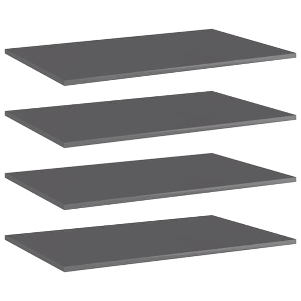 vidaXL Hyllplan 4 st grå högglans 80x50x1,5 cm konstruerat trä grå