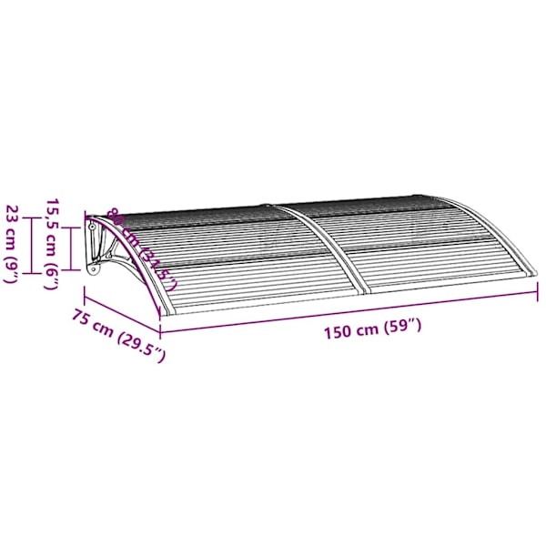 vidaXL Entrétak svart 150x75 cm polykarbonat Svart