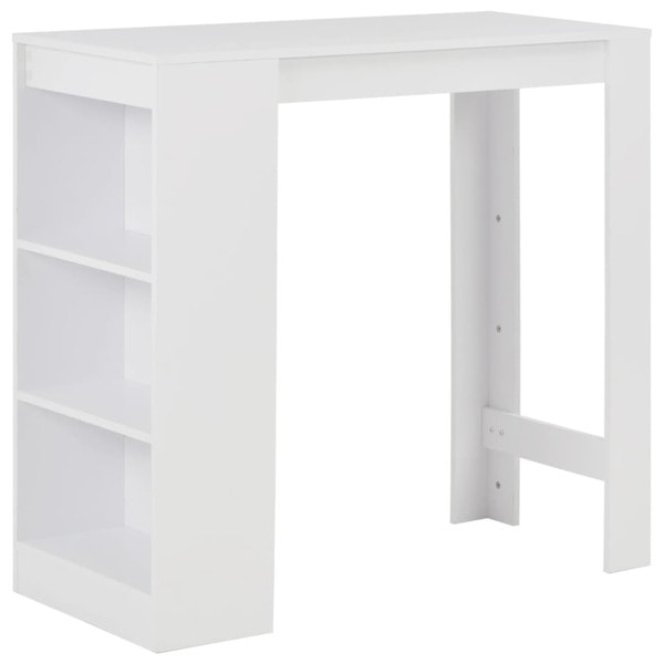 vidaXL Barbord med hylla vit 110x50x103 cm Vit