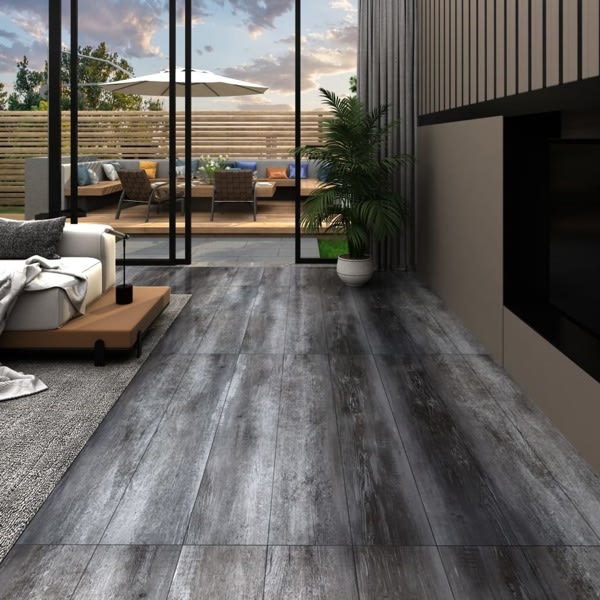 vidaXL Självhäftande PVC-golvplankor 5,21 m² 2 mm glansig grå grå