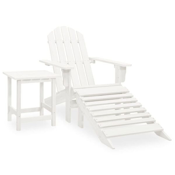 vidaXL Adirondackstol med fotpall och bord massivt granträ vit Vit