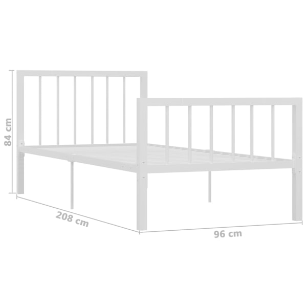 vidaXL Sängram vit metall 90x200 cm Vit
