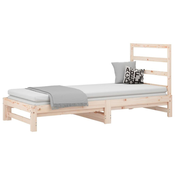 vidaXL Utdragbar dagbädd 2x(90x200) cm massiv furu Brun