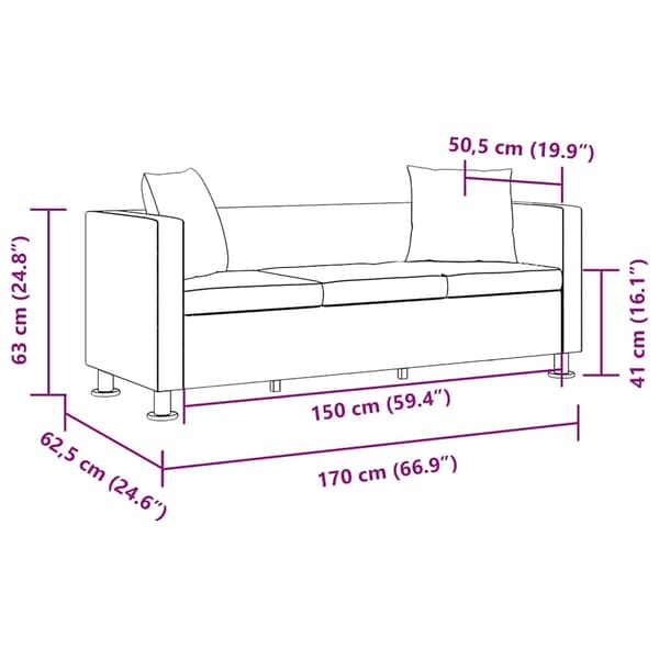 vidaXL Soffa i vit konstläder 3-sitsig Vit