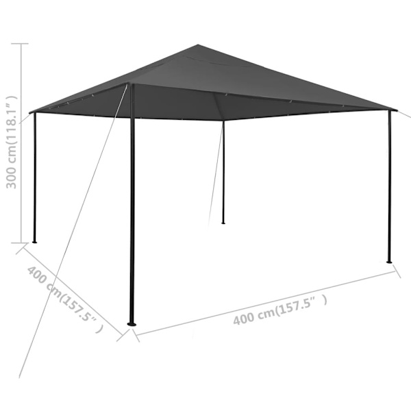 vidaXL Paviljong 4x4x3 m antracit 180 g/m² Antracit