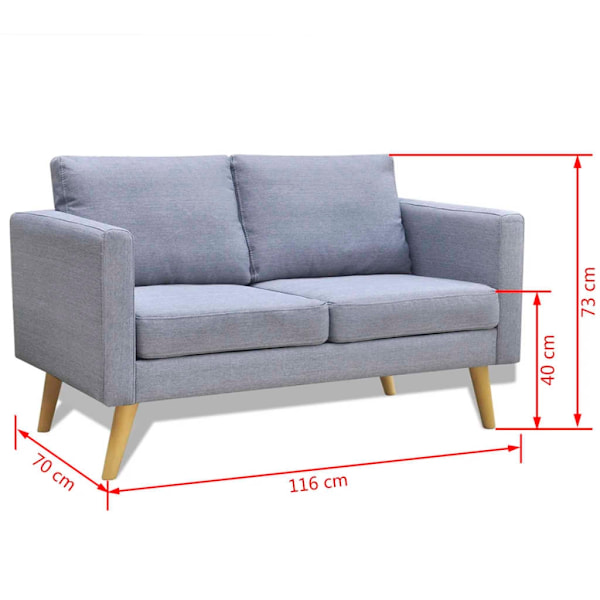 vidaXL Soffor i tyg 2+3-sitsig ljusgrå 2 stycken grå