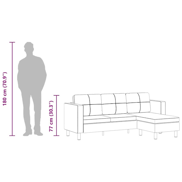 vidaXL Divansoffa L-formad i vit konstläder 3-sits Vit