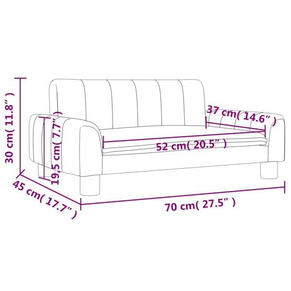 vidaXL Barnsoffa svart 70x45x30 cm konstläder Svart