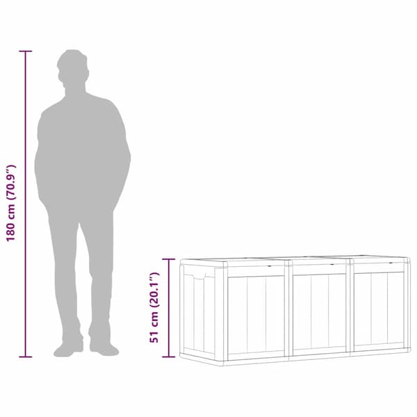 vidaXL Dynbox 270 liter grå PP-träliknande grå