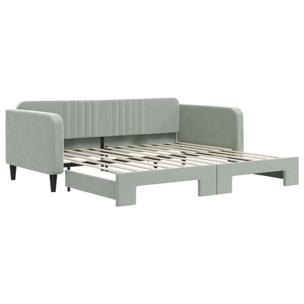 vidaXL Dagbädd utdragbar ljusgrå 100x200 cm sammet Grå