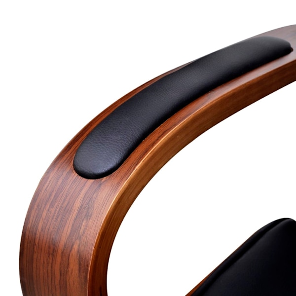 vidaXL Kontorsstol snurr med nackstöd och konstläderklädsel Bentwood Brun
