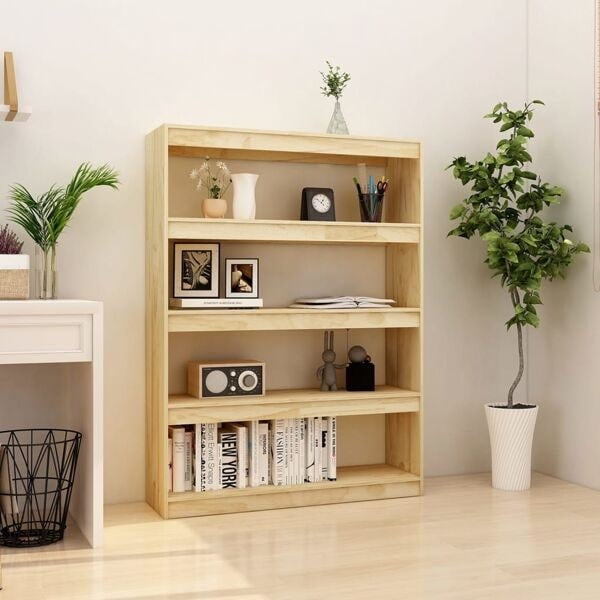 vidaXL Bokhylla/rumsavdelare 100x30x135,5 cm furu Brun