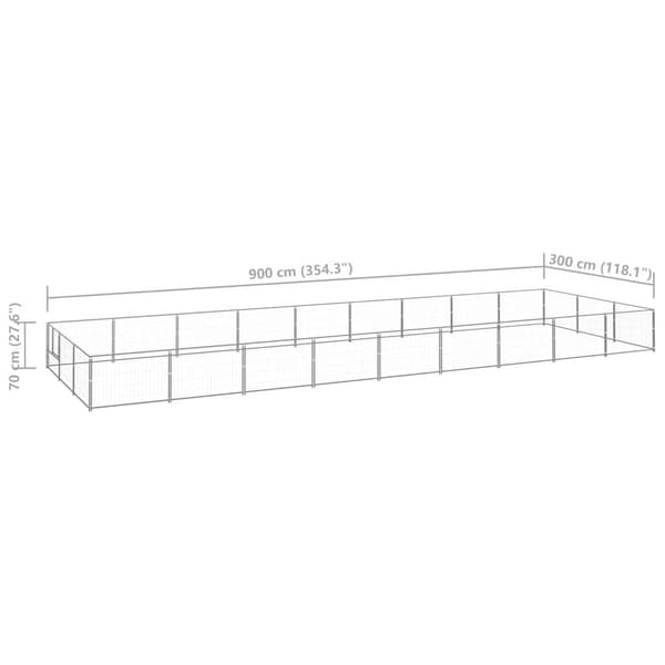 vidaXL Hundgård silver 27 m² stål Silver