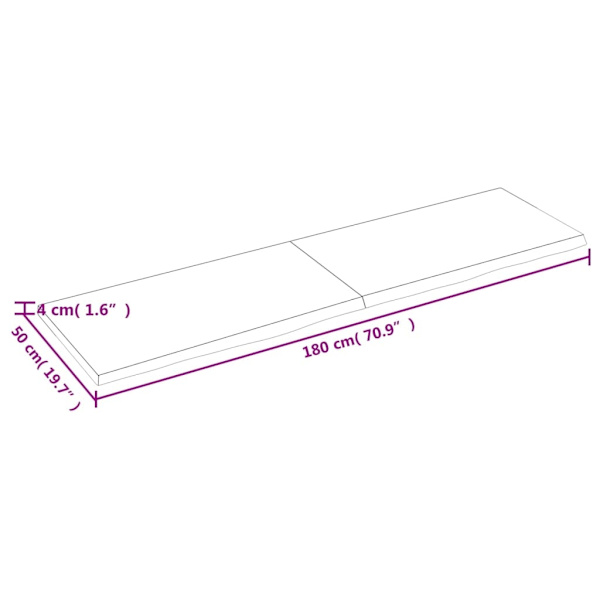 vidaXL Bordsskiva mörkbrun 180x50x(2-4) cm behandlad massiv ek Brun