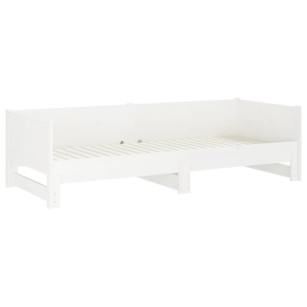 vidaXL Utdragbar dagbädd vit massiv furu 2x(90x190) cm Vit