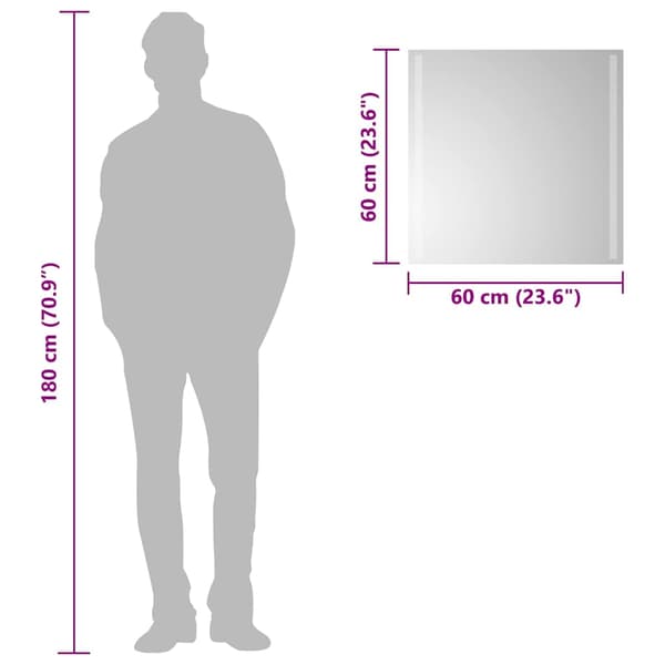 vidaXL Badrumsspegel LED 60x60 cm Transparent