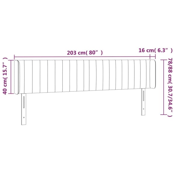 vidaXL Sänggavel med kanter gräddvit 203x16x78/88 cm tyg Kräm