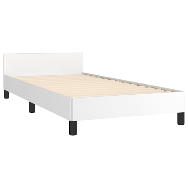 vidaXL Sängram med huvudgavel vit 90x200 cm konstläder Vit