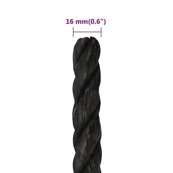 vidaXL Rep svart 16 mm 100 m polypropen art