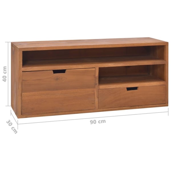 vidaXL TV-bänk 90x30x40 cm massiv teak Brun