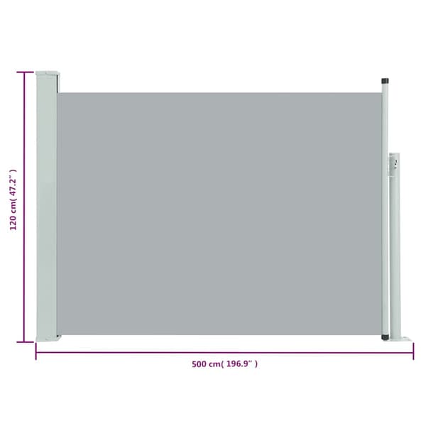 vidaXL Infällbar sidomarkis 120x500 cm grå grå