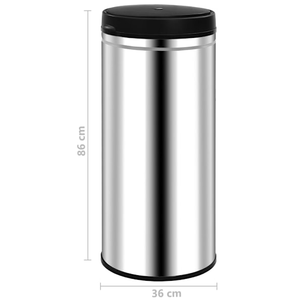 vidaXL Soptunna med automatisk sensor 80 L rostfritt stål Silver