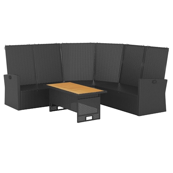 vidaXL Loungegrupp med dynor 2 delar svart konstrotting Svart