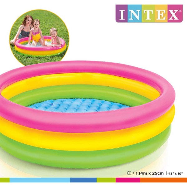 INTEX Uppblåsbar pool Sunset 3 ringar 114x25 cm Flerfärgsdesign