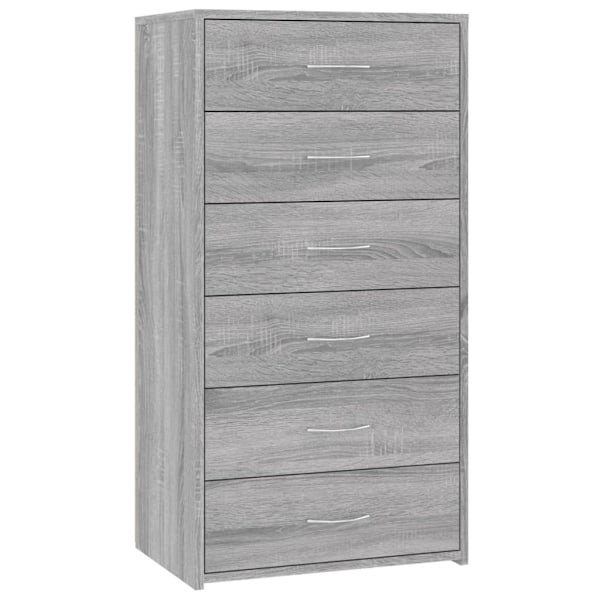 vidaXL Byrå 6 lådor grå sonoma-ek 50x34x96 cm konstruerat trä Grå