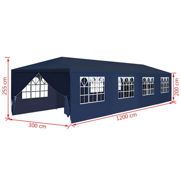 vidaXL Paviljong 3x12 m blå Blå