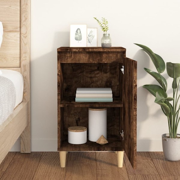 vidaXL Sängbord rökfärgad ek 40x35x70 cm konstruerat trä Brun