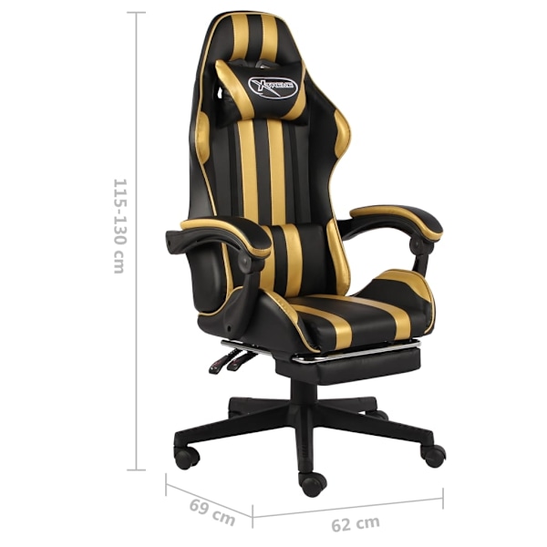 vidaXL Gamingstol med fotstöd svart och guld konstläder Guld