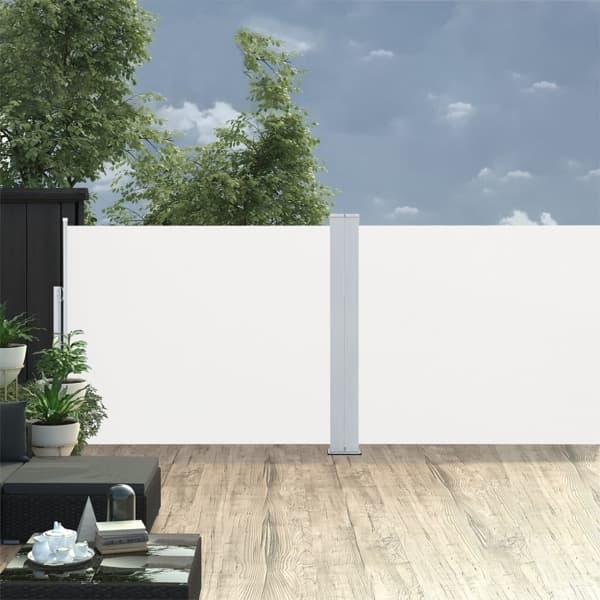 vidaXL Infällbar sidomarkis gräddvit 170x1000 cm Creme