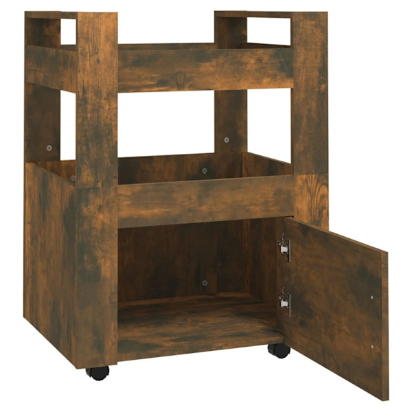vidaXL Köksvagn rökfärgad ek 60x45x80 cm konstruerat trä Brun