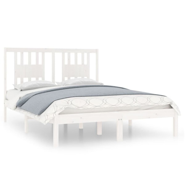 vidaXL Sängram vit massivt trä 135x190 cm Vit
