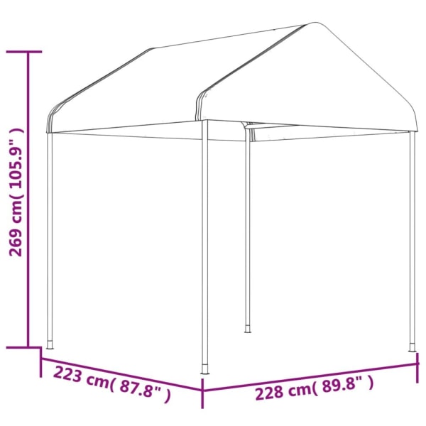 vidaXL Paviljong med tak vit 2,28x2,23x2,69 m polyeten Vit