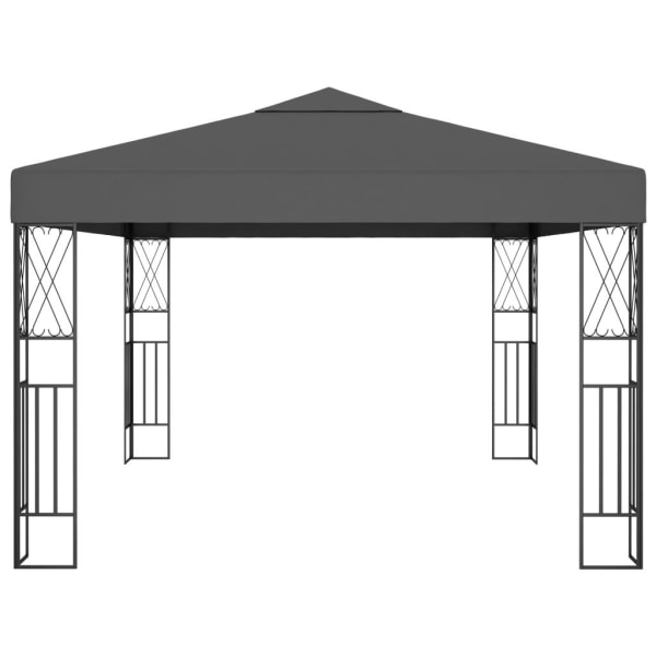 vidaXL Paviljong med ljusslinga LED 3x4 m antracit tyg Antracit