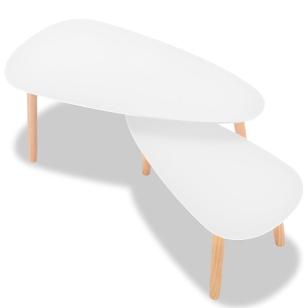 vidaXL Soffbord 2 st massiv furu vit Vit