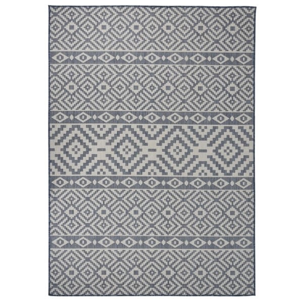 vidaXL Utomhusmatta plattvävd 120x170 cm blå ränder Blå