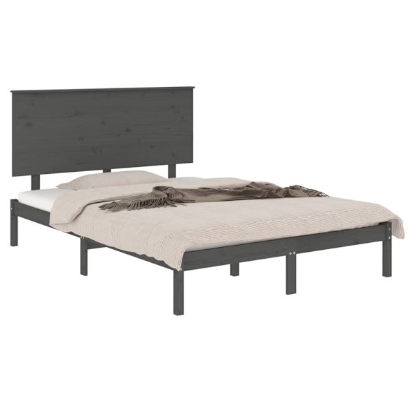 vidaXL Sängram grå massiv furu 120x200 cm enkelsäng Grå