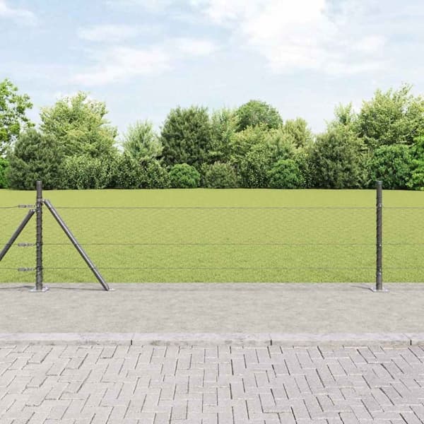 vidaXL Hexagonal stängsel med betongfundament 100 x 0,5 m Grå Mesh Grå