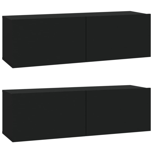 vidaXL Väggmonterade tv-bänkar 2 st svart 100x30x30 cm konstruer Svart