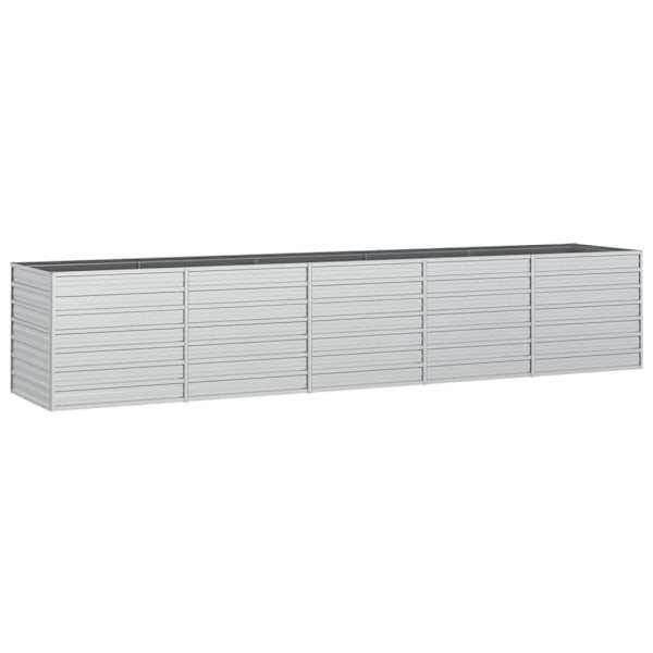 vidaXL Odlingslåda upphöjd galvaniserat stål 400x80x77 cm silver Silver